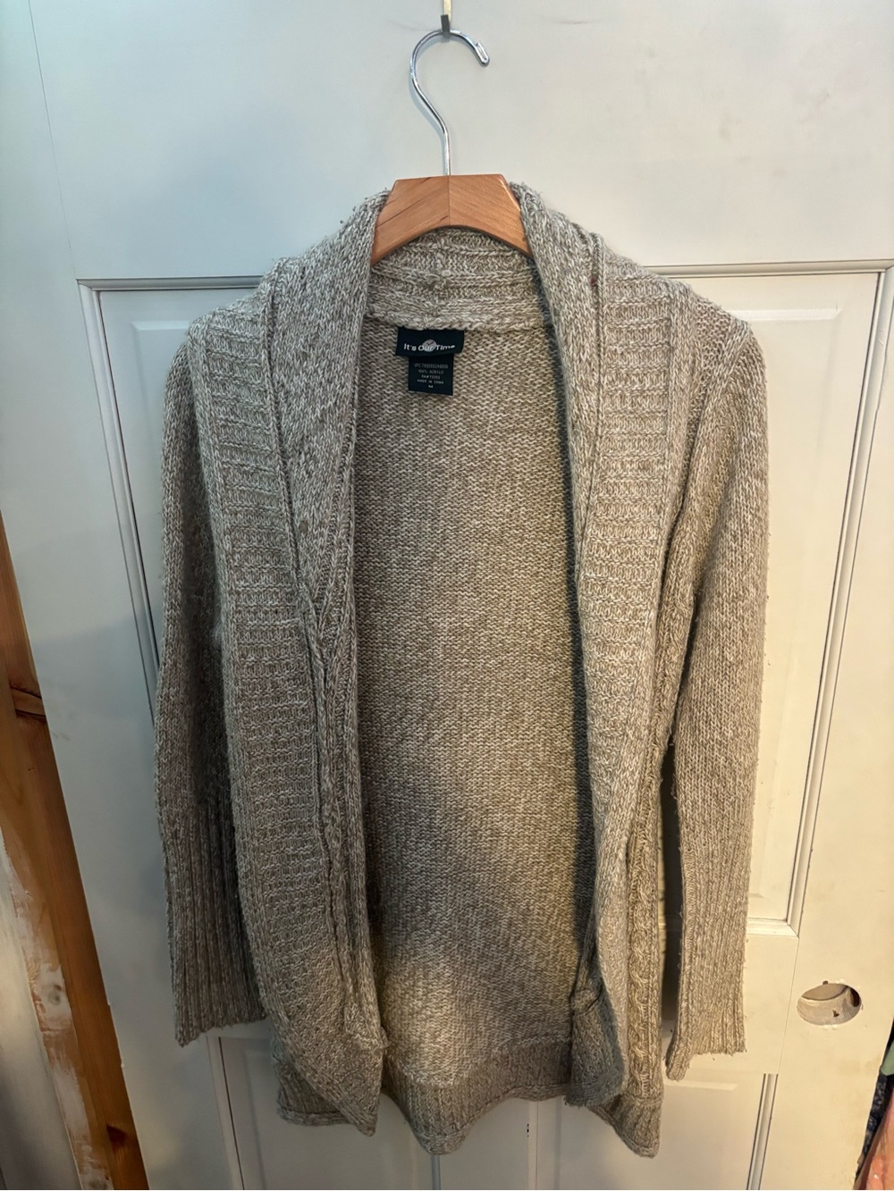 It's Our Time Neutral Taupe Shawl Collar Cardigan